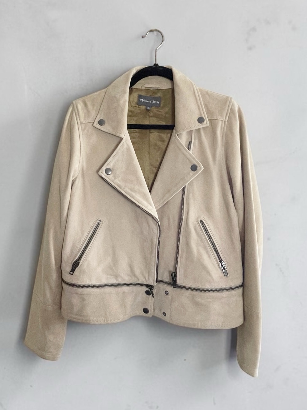 Michael Stars Beige Suede Moto Jacket medium